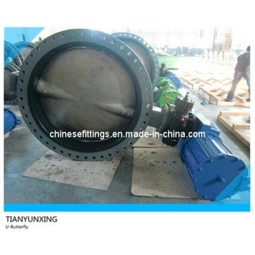 NBR Seat Carbon Steel Double Flanged U Type Butterfly Valve